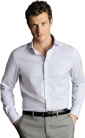 CHARLES TYRWHITT Mens Check Non-Iron Twill Cutaway Slim Fit Shirt Single Cuff