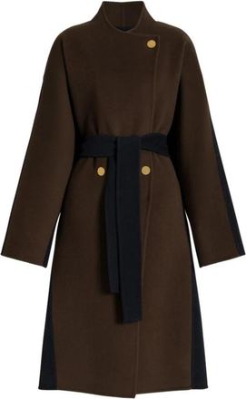 Alberta Ferretti Geknoopte wollen mix jas - Dames - Jas met riem - Groen - M - Wol - Jassen