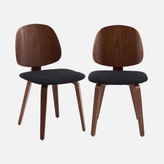 Sweeek Silla Curvada De Madera Y Borreguito, Set De 2