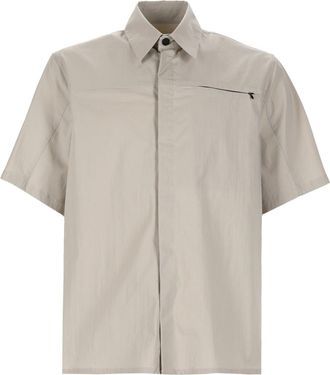 Msgm Neutrals Boxy Relaxed Fit Cotton-Blend Shirt