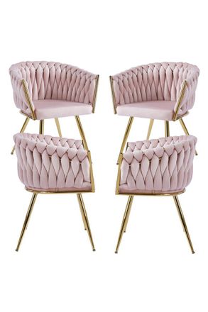 Regalos Miguel Packs Sillas Comedor - Pack 4 Sillas Widny Golden Terciopelo - Rosa