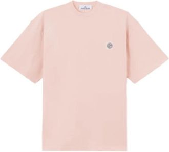 Stone Island Regular-fit T-shirt met Kompas-patch - Heren - T-shirts - Roze - M - Katoen - Tops