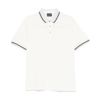 Emporio Armani Striped Polo T-shirt White Cotton