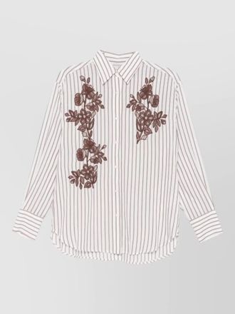 Ermanno Scervino long sleeve striped top floral embroidery