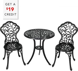 Sunnydaze 3-Piece Outdoor Cast Aluminum Patio Garden Furniture Bistro Set With $19 Credit