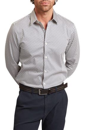 Ted Baker Grelish Slim Fit Geo Print Stretch Cotton Button-Up Shirt in Grey at Nordstrom, Size 3