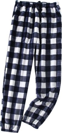 Generic Cotton Pyjamas Men Flannel Plaid Pants Fluffy Ultra Soft Comfort Warm Winter Loungewear Sleep & Lounge Bottoms Adjustable Drawstring Waist Sleepwear C