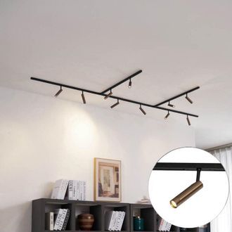 QAZQA Moderno Sistema De Iluminaci&oacute;n De Riel Moderno Con 10 Focos Bronce Oscuro Monof&aacute;sico - Slimline Uzzy Aluminio /met&aacute;lica Adecuado Para Led Max. 10 X 5 