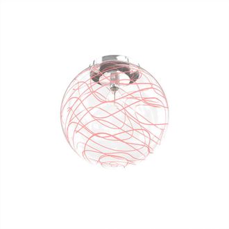 Top-Light Top-light - Plafoniera Contemporanea Moon Metallo Cromo Vetro Rosso 1 Luce E27 D.30Cm