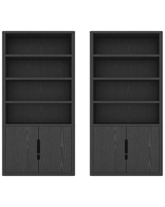 Manhattan Comfort Set Of 2 Rivington Modern Bookcase Cabinets (4-Shelf)