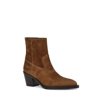 Stuart Weitzman Womens Brown Calf Leather Bos Taurus Ankle Boots