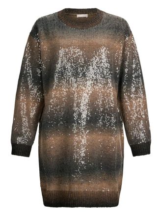 Liu Jo sequin knit dress - women - Wool/Polyester/Acrylic - L - Brown