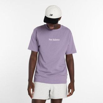 New Balance Uomo N Collage T-Shirt in Viola, Cotone, Taglia 2XL