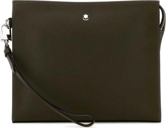 Montblanc Olive Green Leather Sartorial Clutch