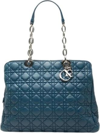 Dior Pre-owned Lady Soft Shopping Tote - Dames - Vintage Schoudertas - Blauw - ONE Size - Leer - Vintage