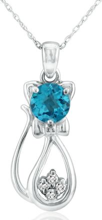 SuperJeweler 1 Carat Gemstone and Diamond Cat Necklace In Sterling Silver With 18 Inch Chain