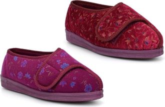 Generic Womens Wide Fit Slippers Size 5 Ladies Extra Wide Slippers Size 6 4E Slipper 4E Width Womens Slipper Sizes 3-9 Burgundy/Wine 7 UK