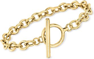 Ross-Simons 18kt Gold Over Sterling Cable-Link Toggle Bracelet