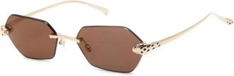 Cartier Zonnebrillen - Dames - Zonnebrillen - Geel - 55 MM - Nylon - Accessoires