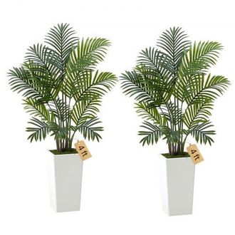 OEM Palmera Areca Artificial Tropical Falsa Con Maceta Alta Blanca, Para Decoraci&oacute;n De Hogar, Oficina, Sala De Estar, Inauguraci&oacute;n De Casa, Interior Exter