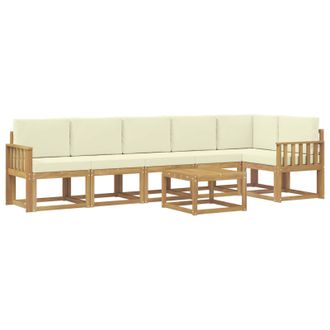 vidaXL Conjunto De Sof&aacute;s De Exterior 7 Pcs Blanco Y Crema Poli&eacute;ster Vidaxl