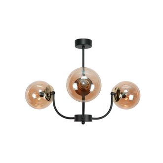 OEM L&aacute;mpara De Techo Colgante Negra Con Pantalla De Cristal &Aacute;mbar 15-132 Esti Ned