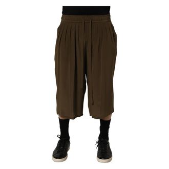 Dolce & Gabbana Long Shorts, male, Brown, Size: M Pleated Bermuda Shorts