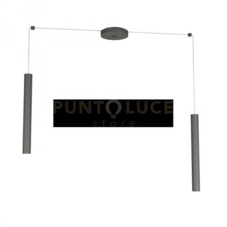 Top-Light Round tube sospensione 2 luci grigio antracite cavo CM.250 con base 1174-S2-GA