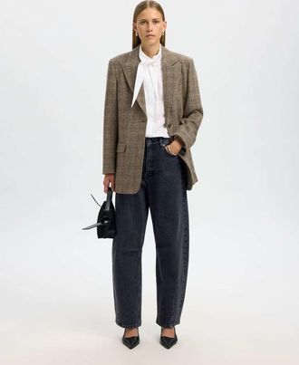 Selected Jeans bombati in denim grigio medio