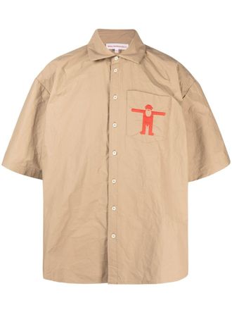 Walter Van Beirendonck Star logo-print oversize shirt - Brown
