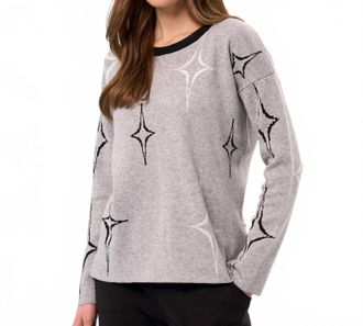 French Kyss Scoop Neck Diamond Sweater In Slate/multi