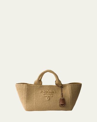 Prada Crochet Viscose Raffia Tote Bag