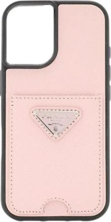 Prada Pre-owned Saffiano leder smartphonehoesje - Dames - Vintage Accessoires - Roze - ONE Size - Vintage