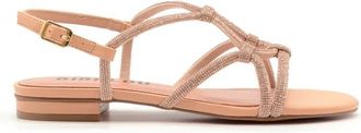 Bibi Lou Naakt Strass Gekruiste Band Sandalen - Dames - Sandalen - Roze - 36 EU - Leer - Schoenen
