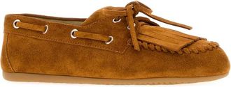 Miu Miu Womens Caramel Suede Loafers Ambra Mocassini