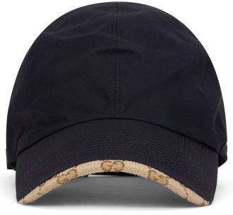Gucci Mens Cotton Canvas Cap Black-Beige Hat Black/beige