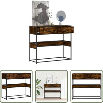 vidaXL Tavolo da ingresso - Tavolino Consolle Rovere Fumo 90x35x80 cm in Legno Multistrato