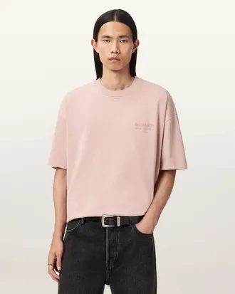 AllSaints Xander Flocked Logo Oversized T-Shirt