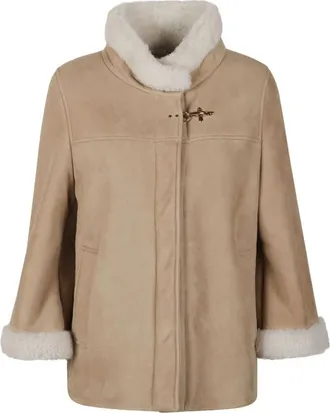 Fay Panelled Shearling-Trim Jacket - Dames - Jassen - Bruin - M - Jassen