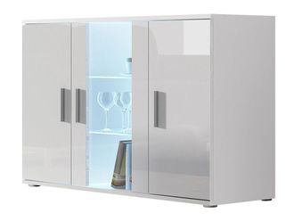 Mirjan24 Mobilier1 - Aparador Tornola 106, Blanco + Blanco Brillante, 80x120cm, N&uacute;mero De Puertas: 041cm, Aglomerado Laminado, Vidrio