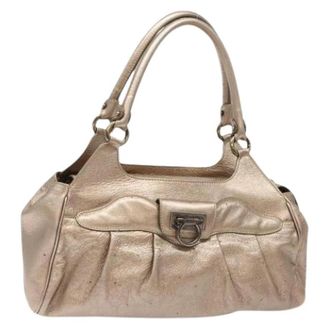 Ferragamo Tweedehands leren handtassen - Dames - Vintage Handtas - Beige - ONE Size - Leer - Vintage