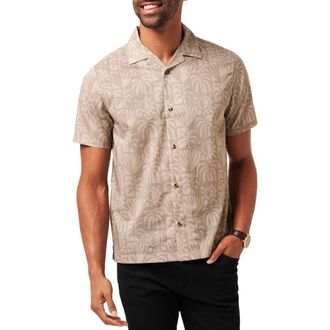 Travis Mathew Desert Sun Short Sleeve Cotton Blend Button-Up Shirt in Italian Sand at Nordstrom Rack, Size Xx-Large