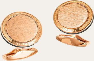 Tateossian Mens Round Rose Gold-Tone Sterling Silver Cufflinks