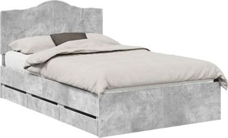 vidaXL Estructura De Cama Gris Concreto 135 X 190 Cm Madera Ingenieril Vidaxl