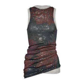 Maison Margiela Printed Draped Top - female - Maison Margiela - Sleeveless Tops - Multicolor - 2XS - Tops