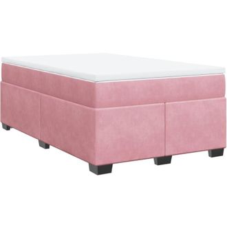 vidaXL Box Spring Bed with Mattress Pink 120x200 cm Velvet vidaXL