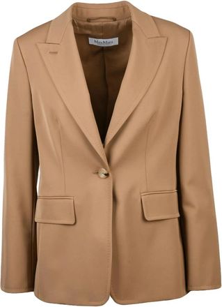 Max Mara Jassen, Dames, Beige, M, Wol, Palchi Fitted Jacket