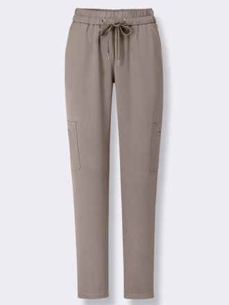 Casual Looks Schlupfhose CASUAL LOOKS, Damen, Gr. 19, Kurzgr&ouml;ssen, taupe, 100% Lyocell, unifarben, Hosen Schlupfhose