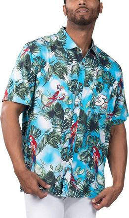 Margaritaville Mens Margaritaville Light Blue Kyle Larson Jungle Parrot Party Button-Up Shirt at Nordstrom, Size Medium