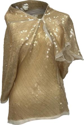 Rick Owens blouse met colkraag en pailletten in beige zijde